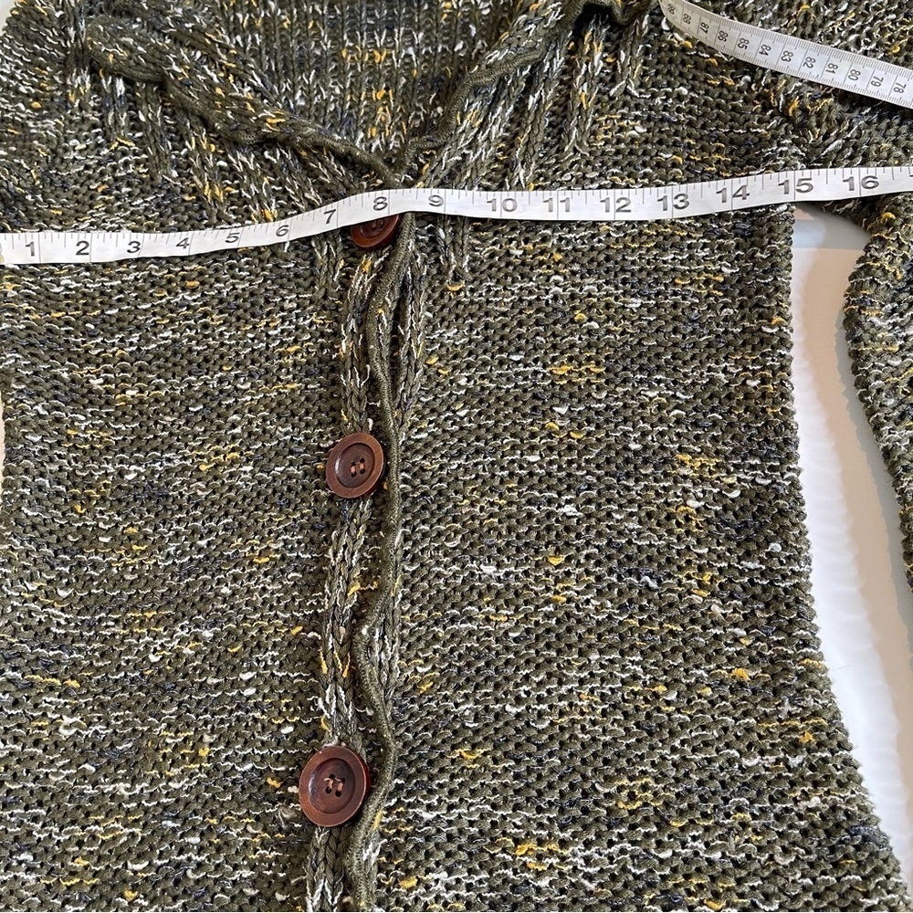 BCBGmaxazria Crochet Knit Button Down Confetti Sweater - Picture 9 of 9